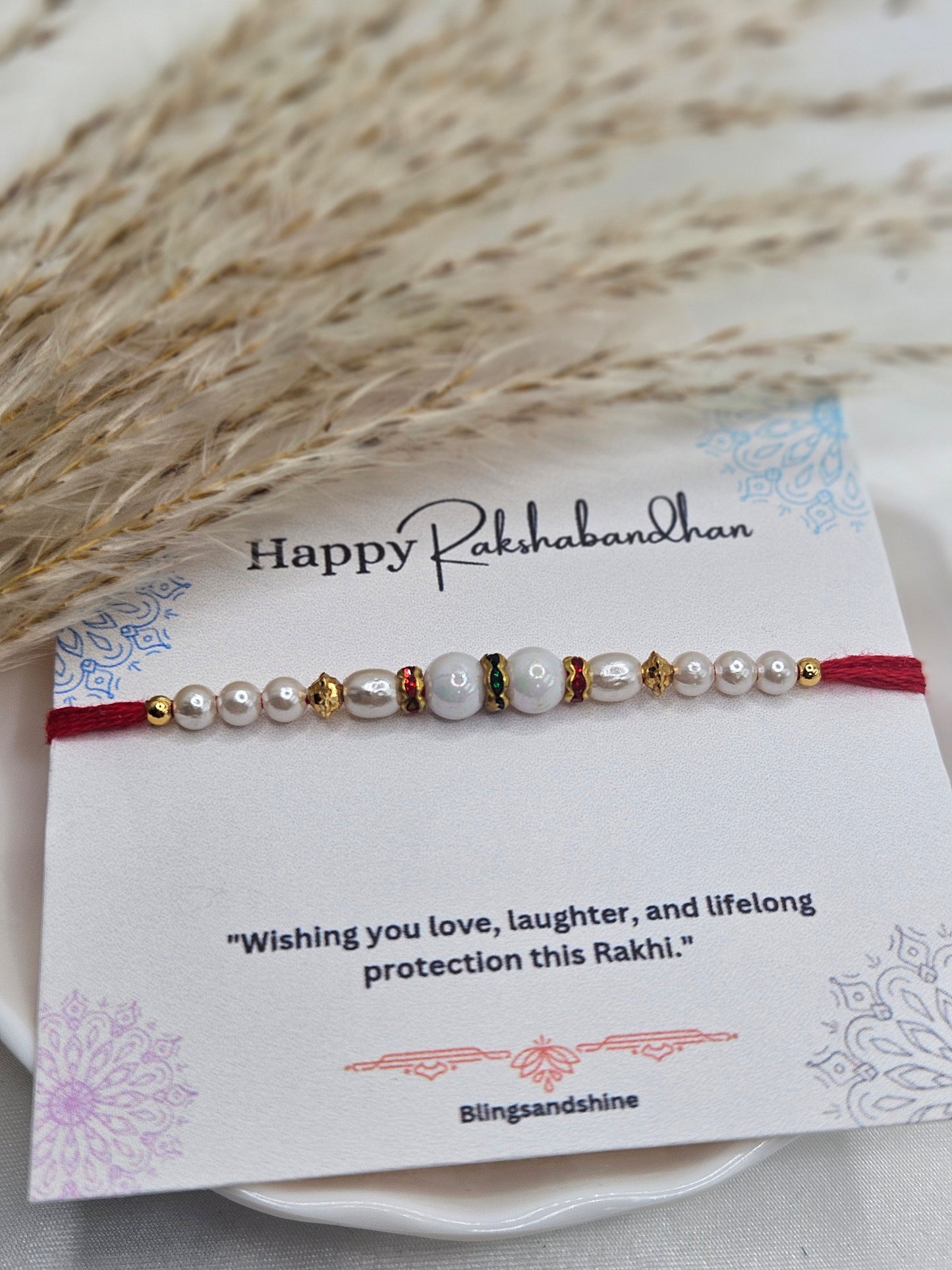 Pearl beaded rakhi thread/dhaaga
