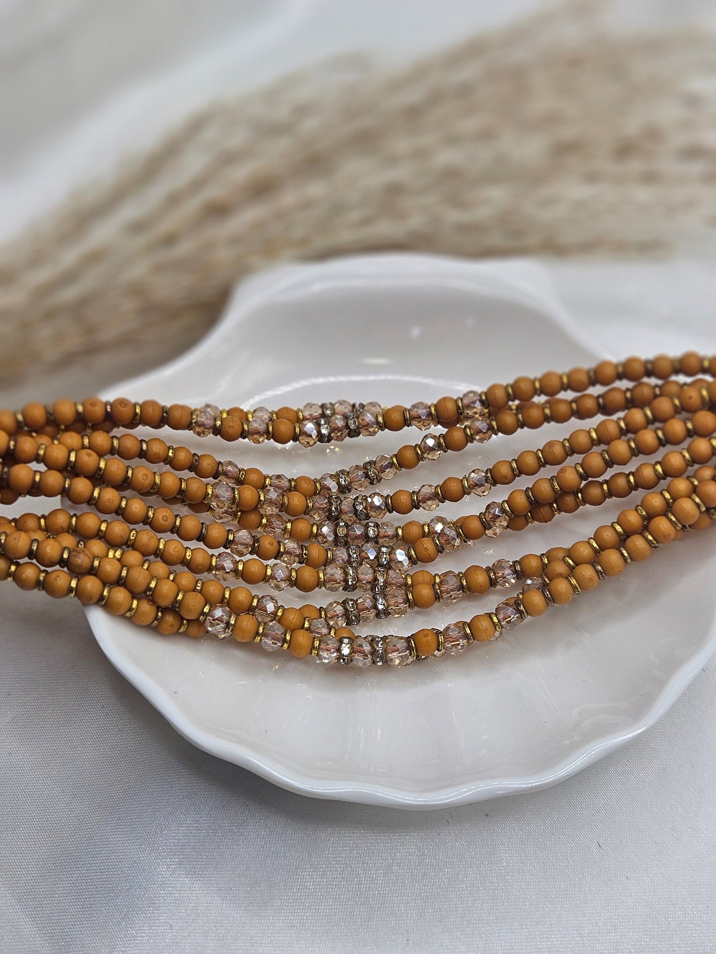 Wooden and crystal beaded thread rakhi