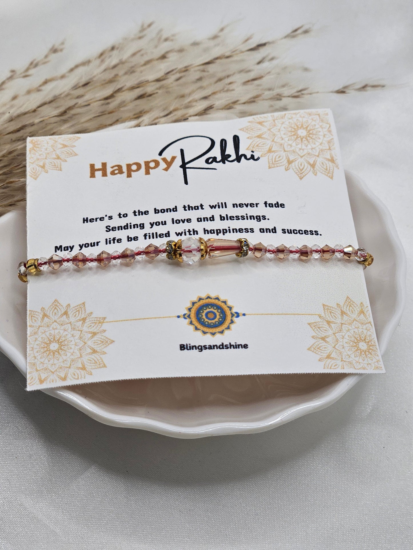 Crystal beaded thread rakhi