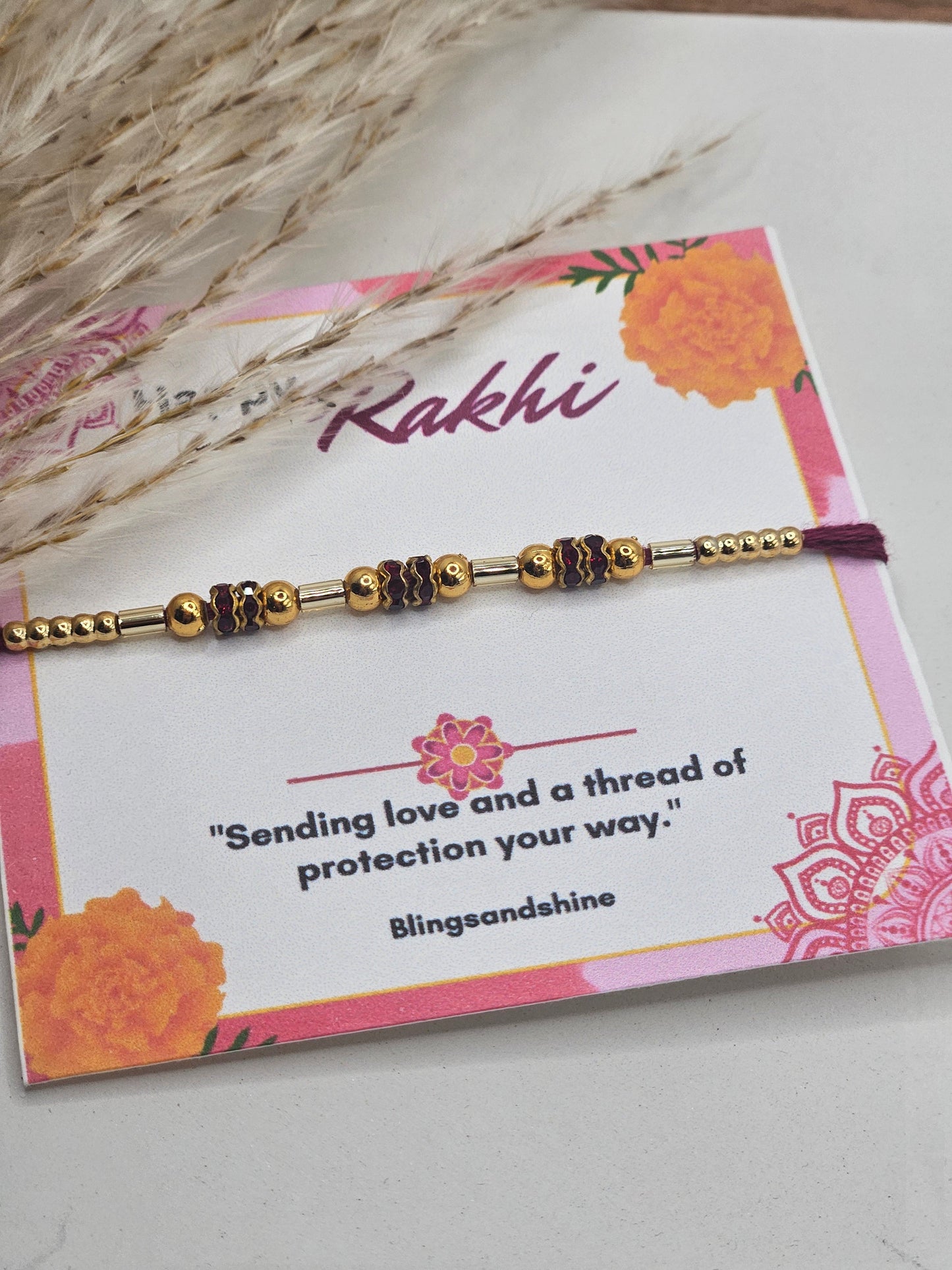 Gold red dhaaga rakhi