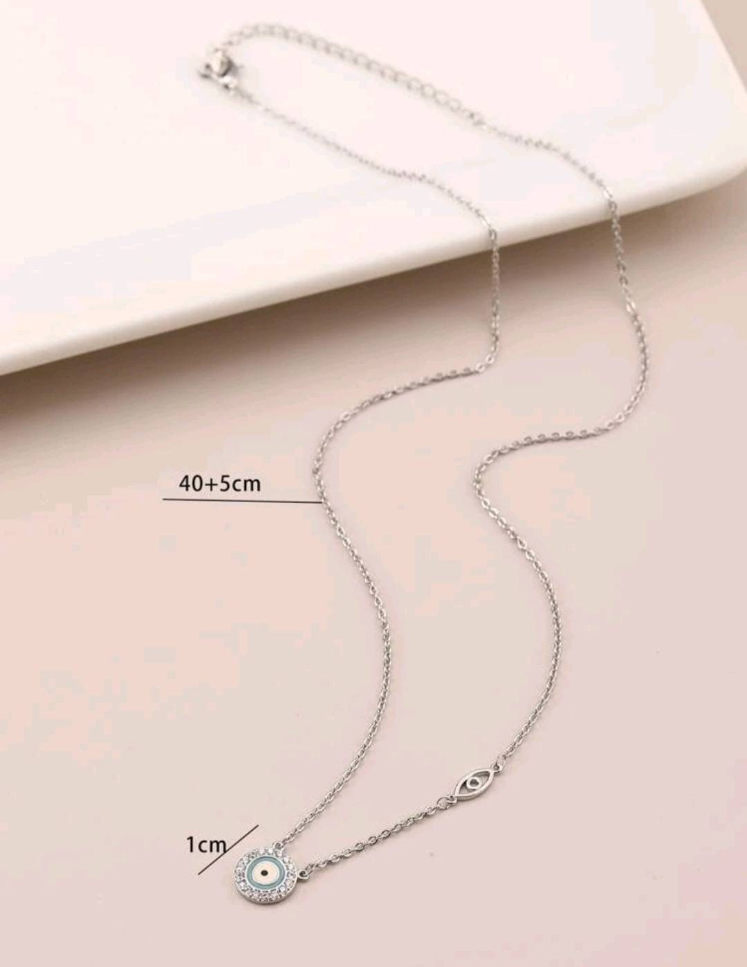 Dainty Silver Evil eye necklace