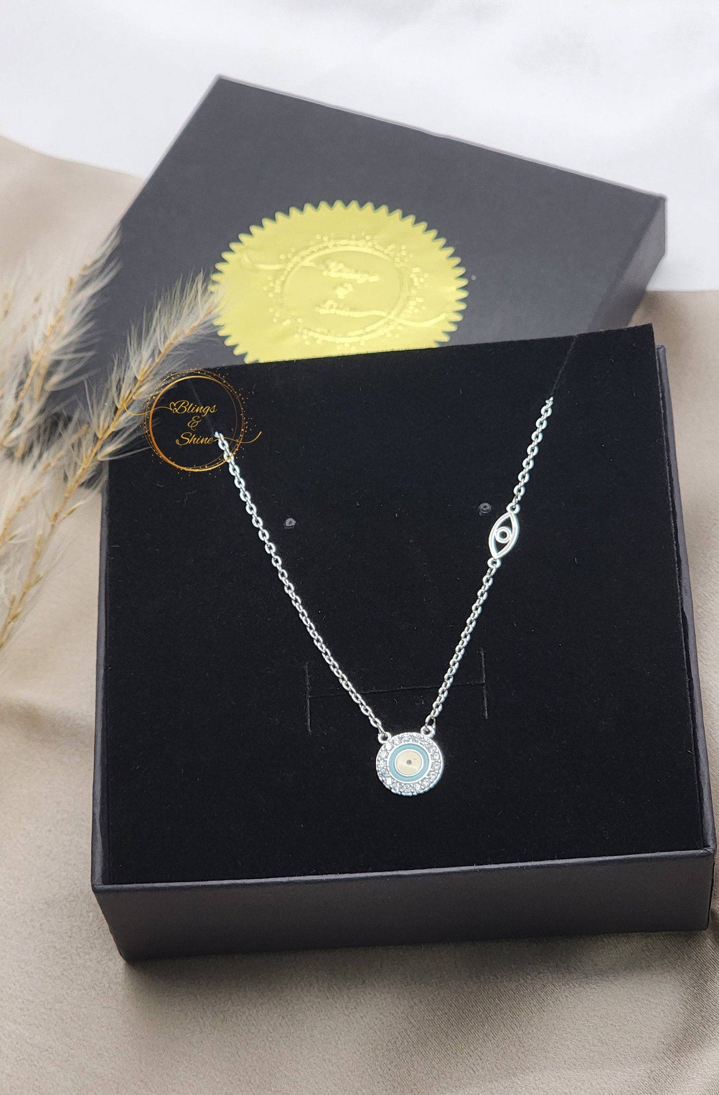 Dainty Silver Evil eye necklace