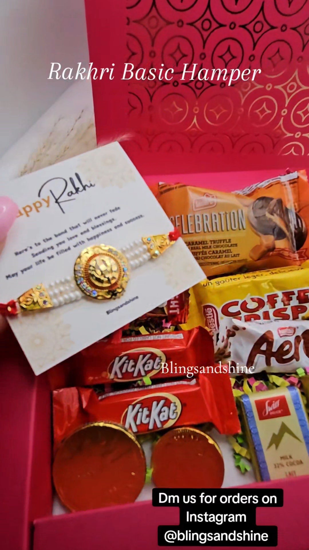 Basic Rakhdi Hamper| Rakhi box| Pink gold rakhi box