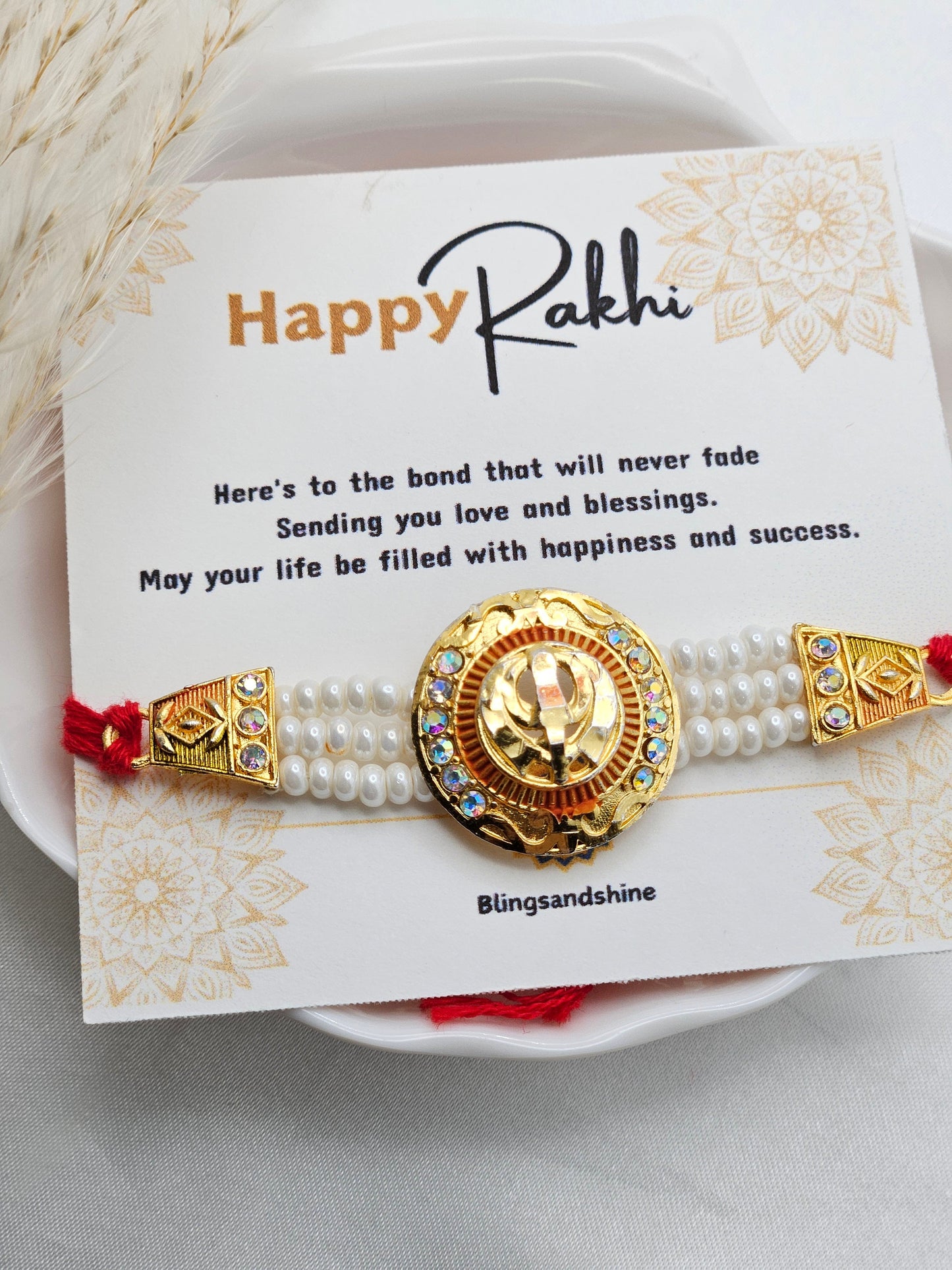 Khanda Rakhi | Khanda zircon Pearl Rakhdi