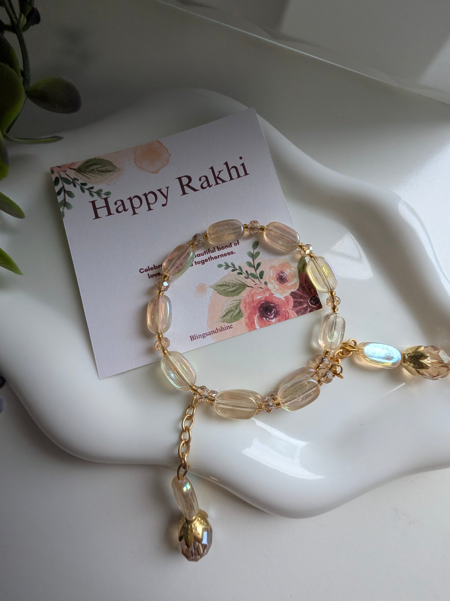 Shiny Aura Flat Crystal Beaded Bracelet | Bhabhi bracelet