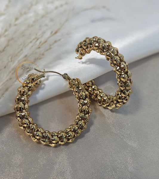 Gold textured hoops