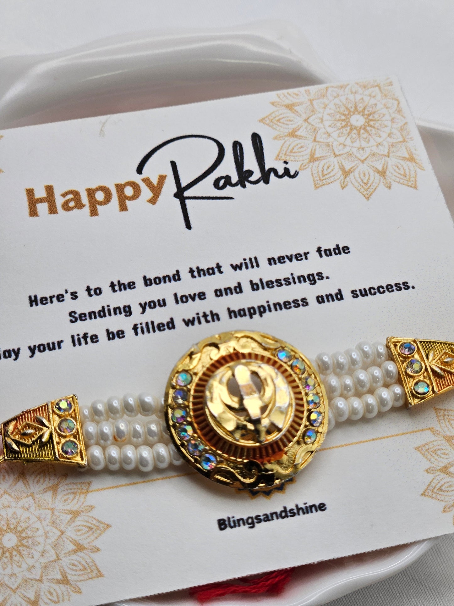 Khanda Rakhi | Khanda zircon Pearl Rakhdi