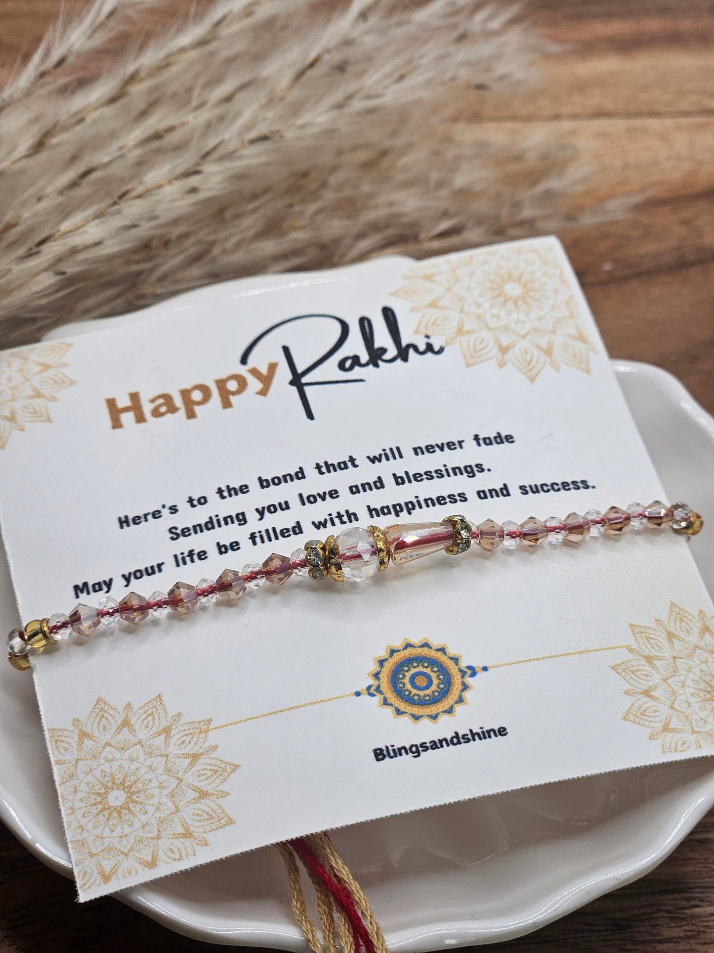 Crystal beaded thread rakhi