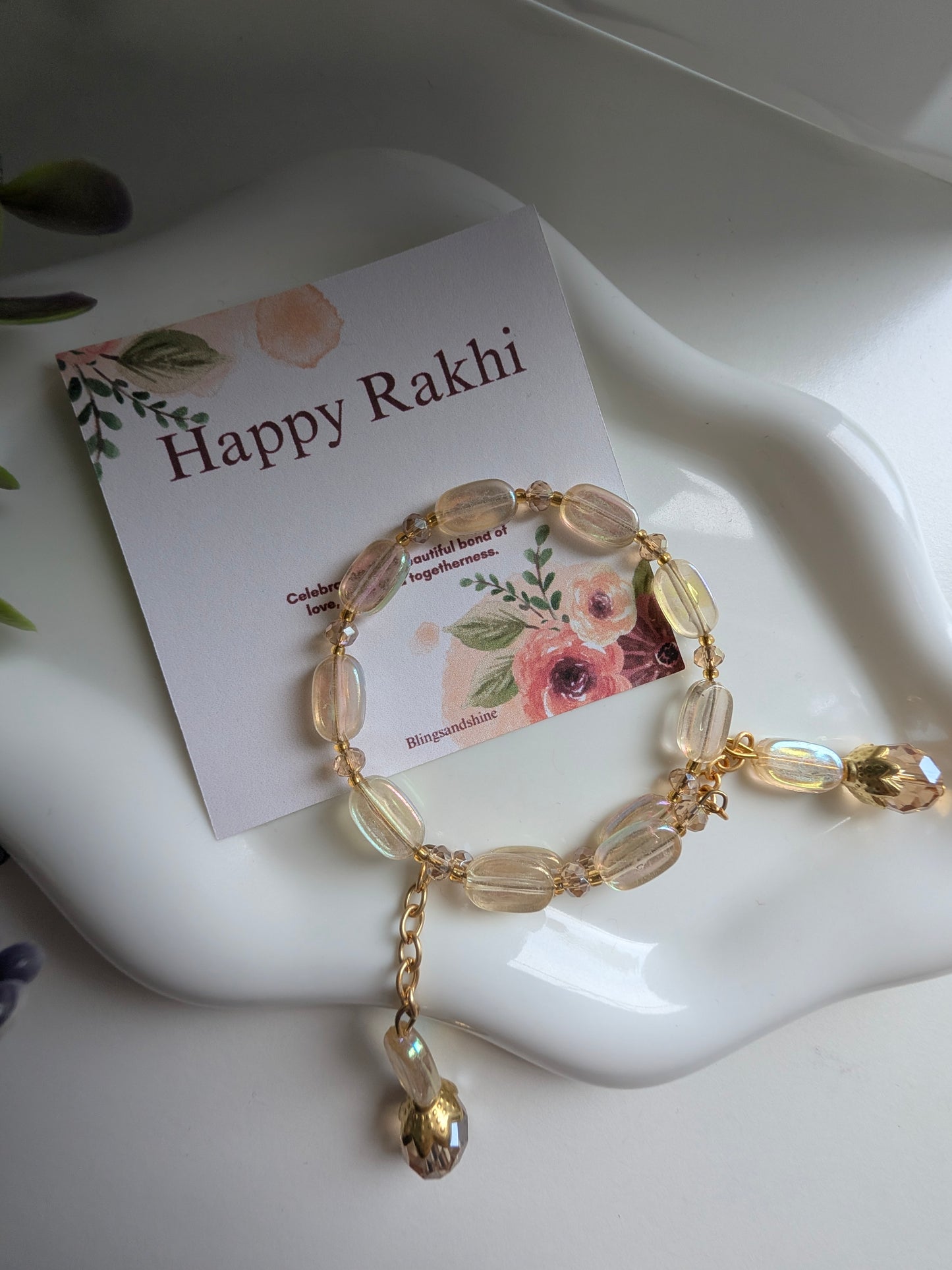 Shiny Aura Flat Crystal Beaded Bracelet | Bhabhi bracelet