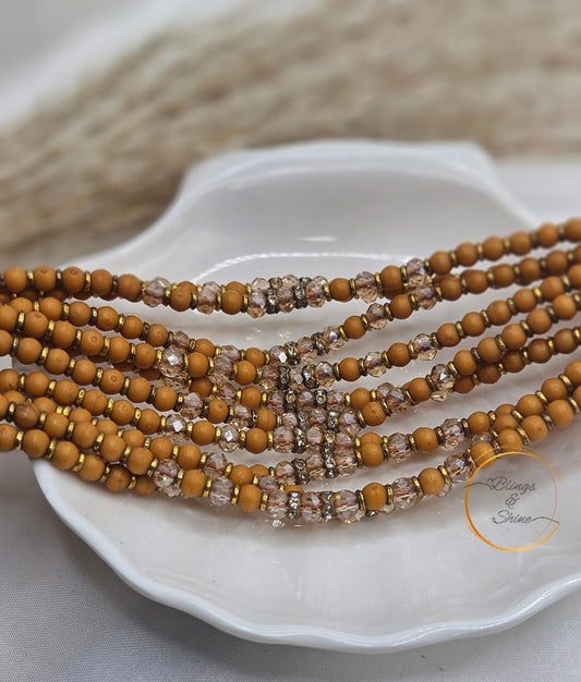 Wooden and crystal beaded thread rakhi