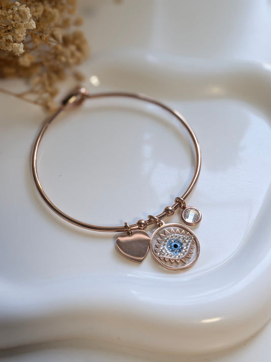 Rose gold evil eye bracelet