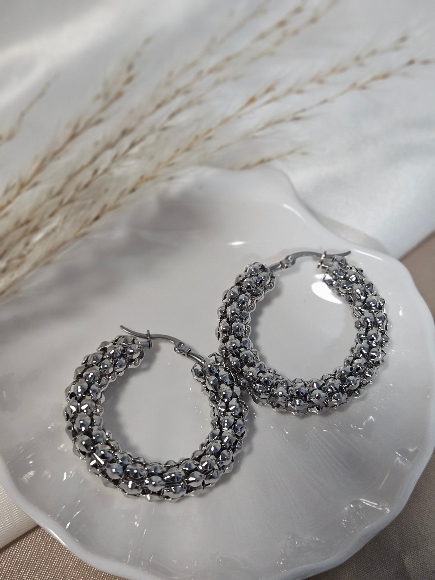 Gold textured hoops