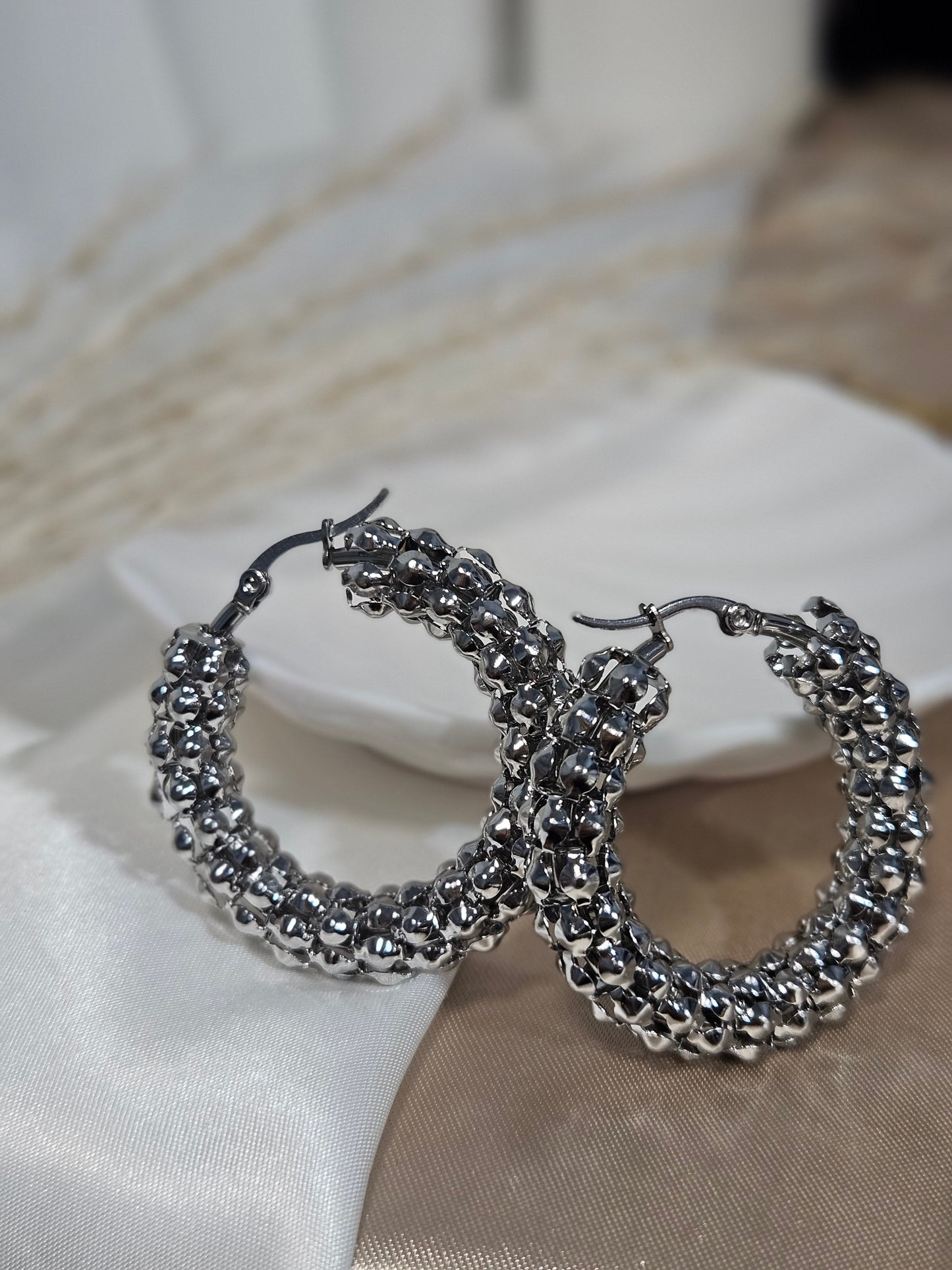 Gold textured hoops