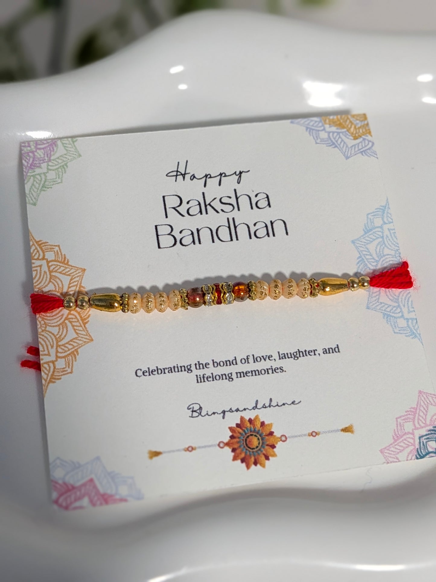 Traditional Red & Gold Rakhi thread