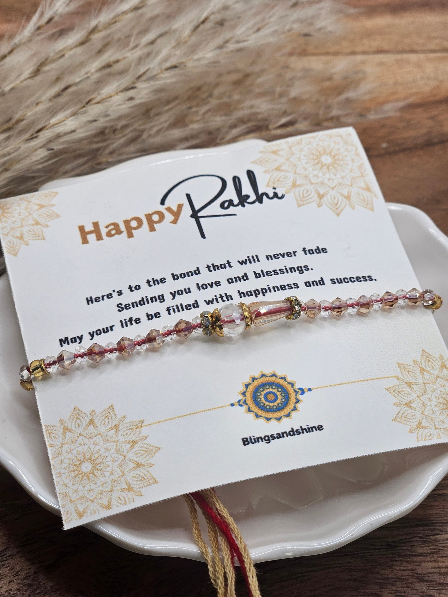 Crystal beaded thread rakhi