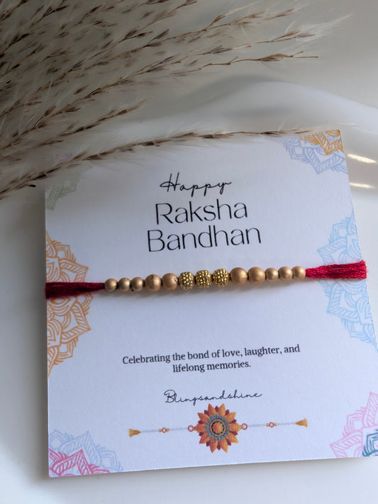 The Sunlit Gold bead rakhi