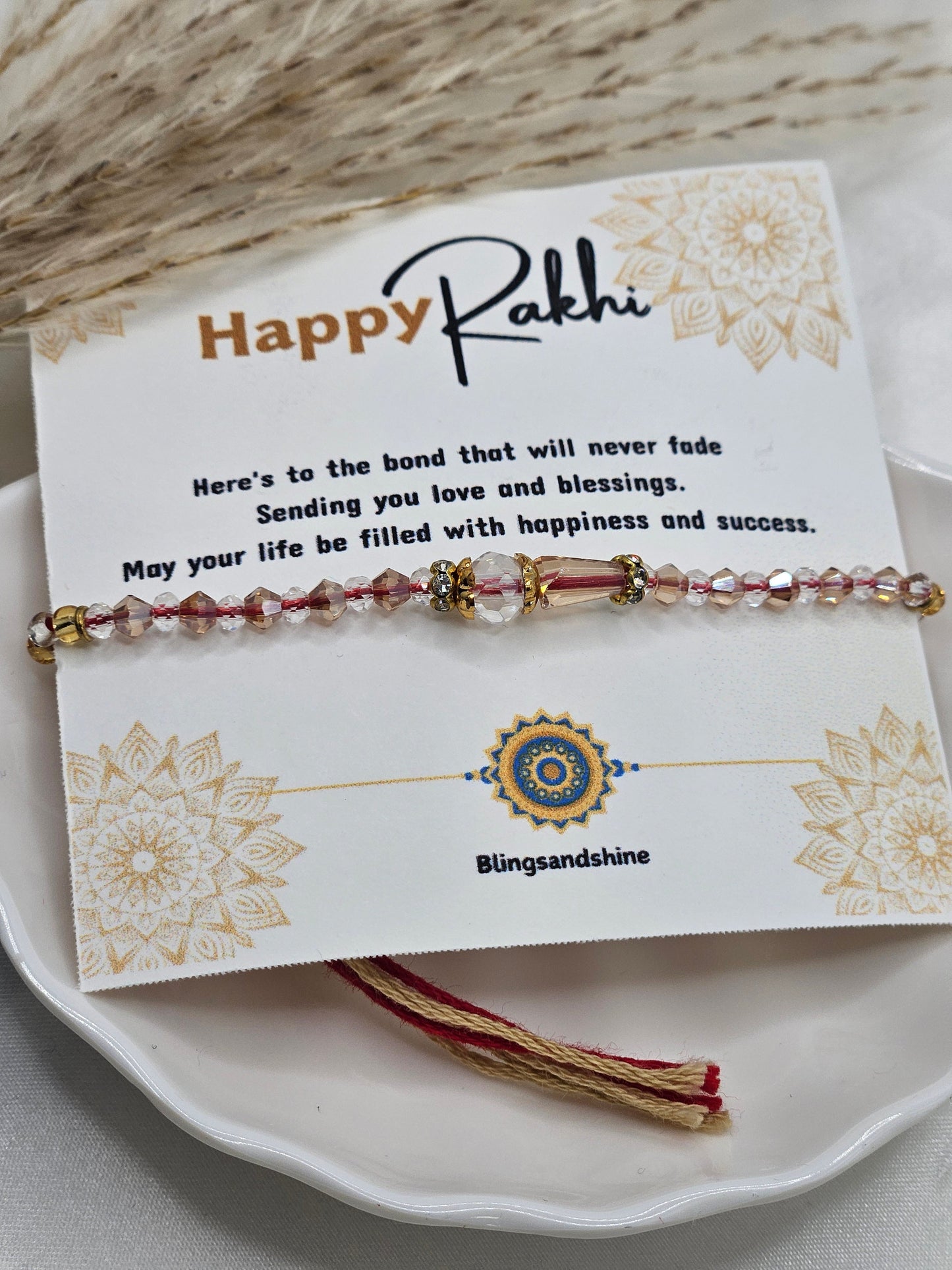 Crystal beaded thread rakhi