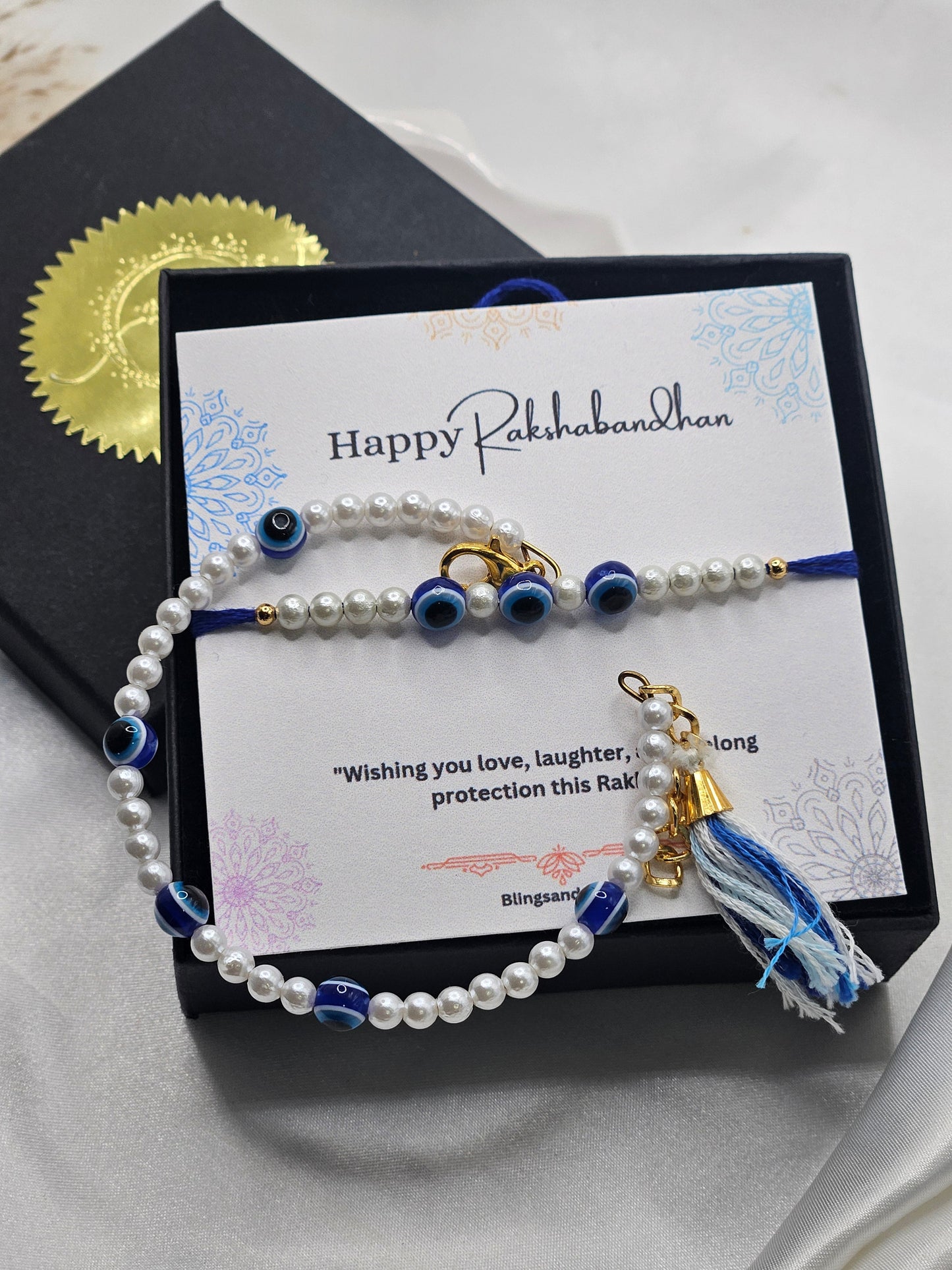 Evil eye pearl beaded bhaiya bhabhi combo