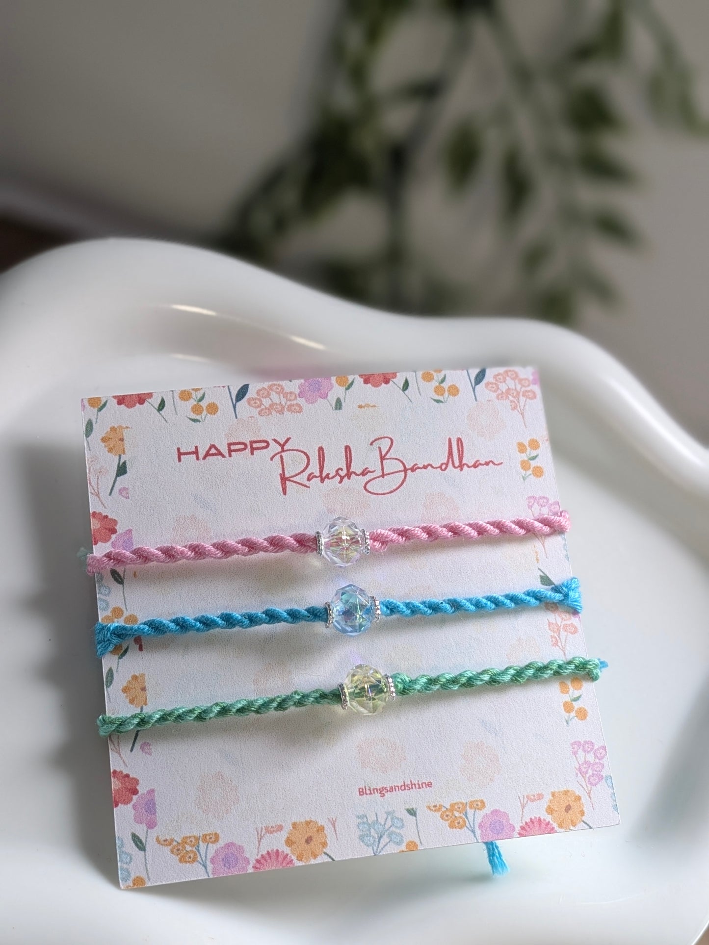 The Minimalist crystal thread rakhi